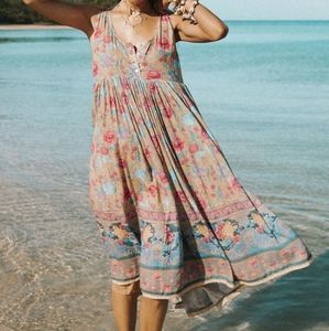 NWT Spell Opal Seashell Babydoll Midi Dress L